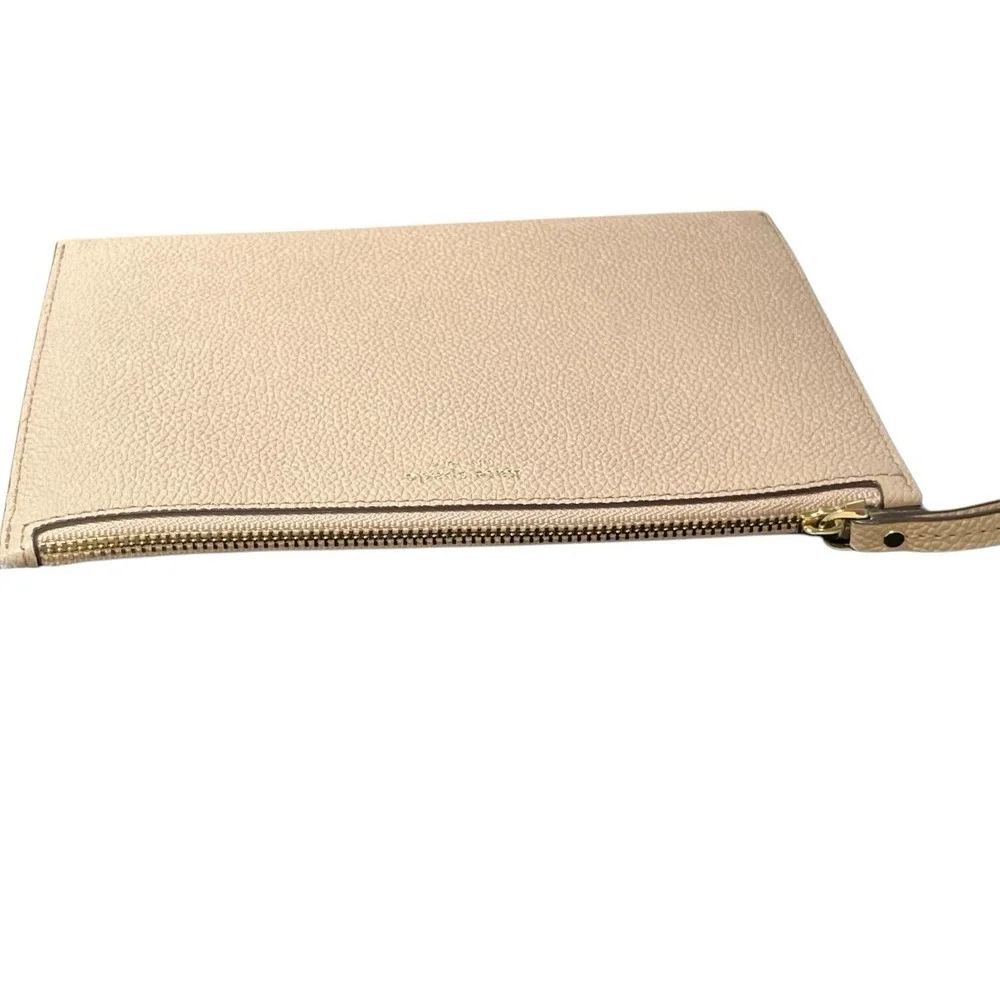 Kate Spade New‎ York Wristlet Clutch Pink Beige Leather Zip Top Purse Bag